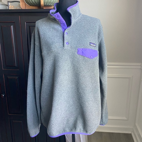 Patagonia Tops - Patagonia Synchilla Snap T Pullover Gray Purple Fleece Women’s XL